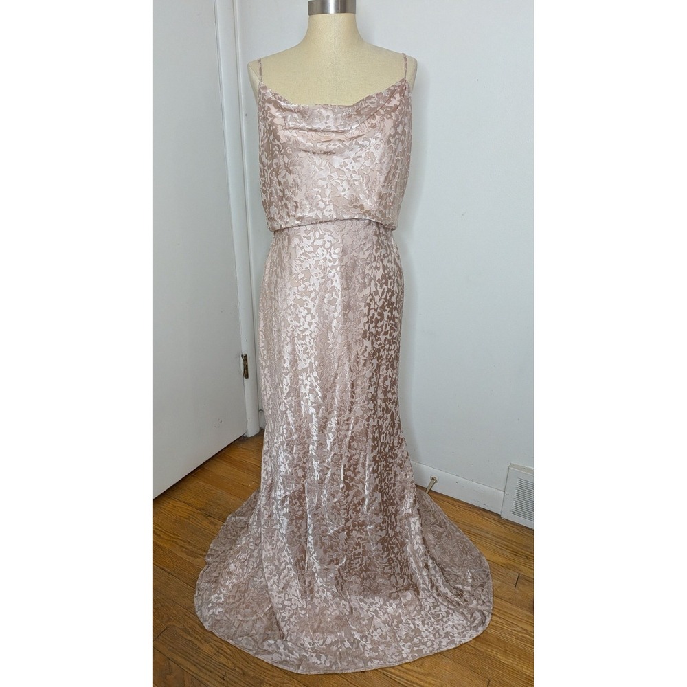 Jenny Yoo‎ Floral Burnout Maxi Dress Bridesmaid/Bridal/Prom Blush Pink Size 10
